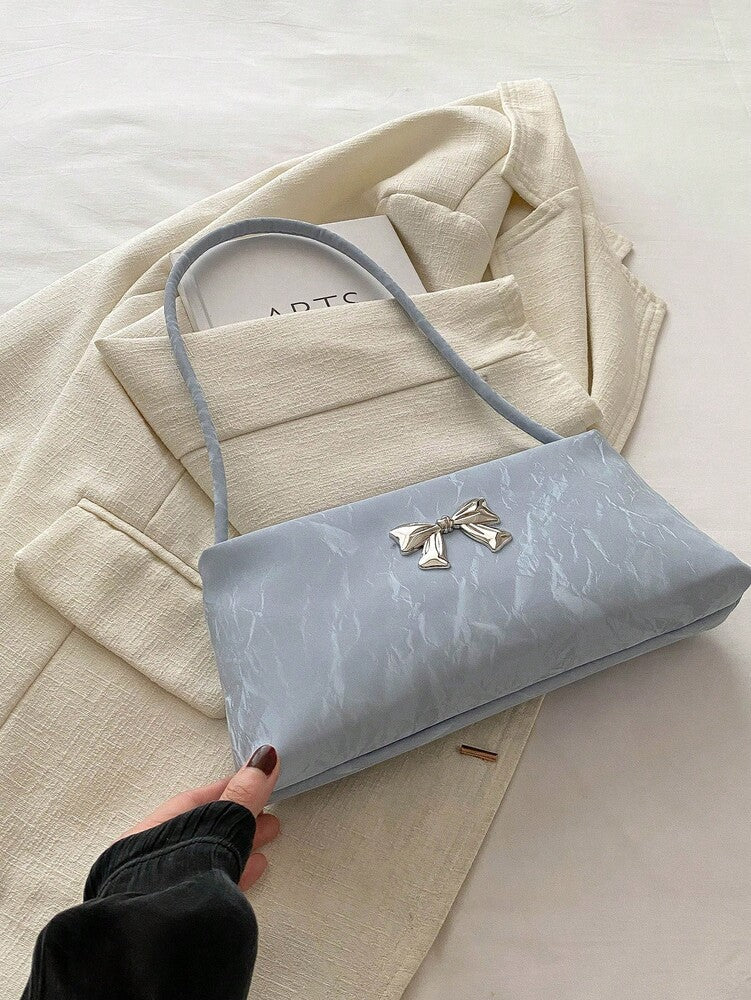 Women's Shoulder Bag With Bow Decoration Square Underarm Purse Elegant Fashion Bow Handbag Cute Casual Daily Party Outfit Accessory