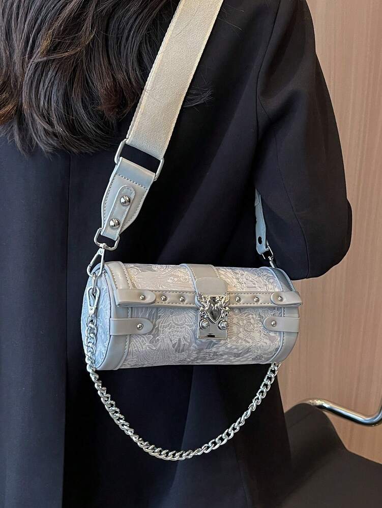 Small Square Shoulder Handbag With Chain Strap Casual Minimalist Crossbody Bag Smooth Zipper PU Leather Material Autumn Winter Purse