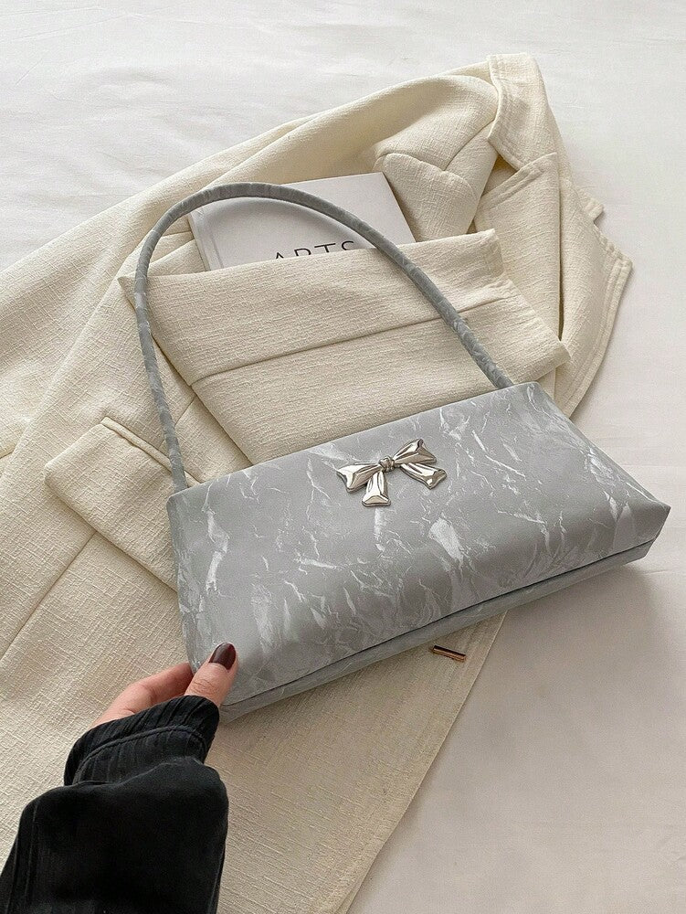 Women's Shoulder Bag With Bow Decoration Square Underarm Purse Elegant Fashion Bow Handbag Cute Casual Daily Party Outfit Accessory