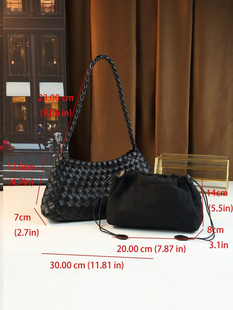 Women's Woven Shoulder Tote Bag Casual Fashion Underarm Purse Elegant Handbag 2025 New Style Commuter Office Shopping Daily Use Bag
