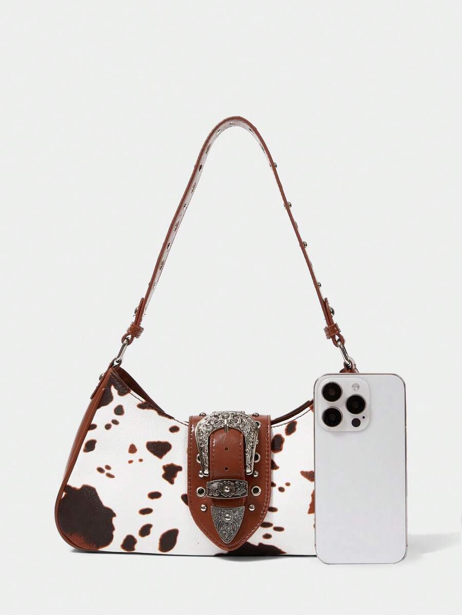 Women's Red Western Style Boho Shoulder Bag With Buckle And Embroidery Retro Cowgirl Purse Festival Party Coachella Casual Fashion Bag