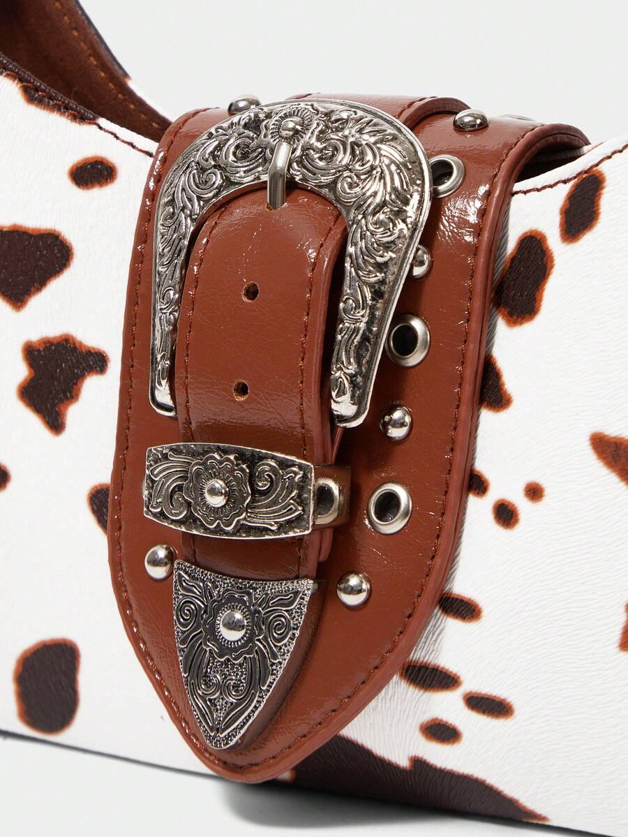 Women's Red Western Style Boho Shoulder Bag With Buckle And Embroidery Retro Cowgirl Purse Festival Party Coachella Casual Fashion Bag