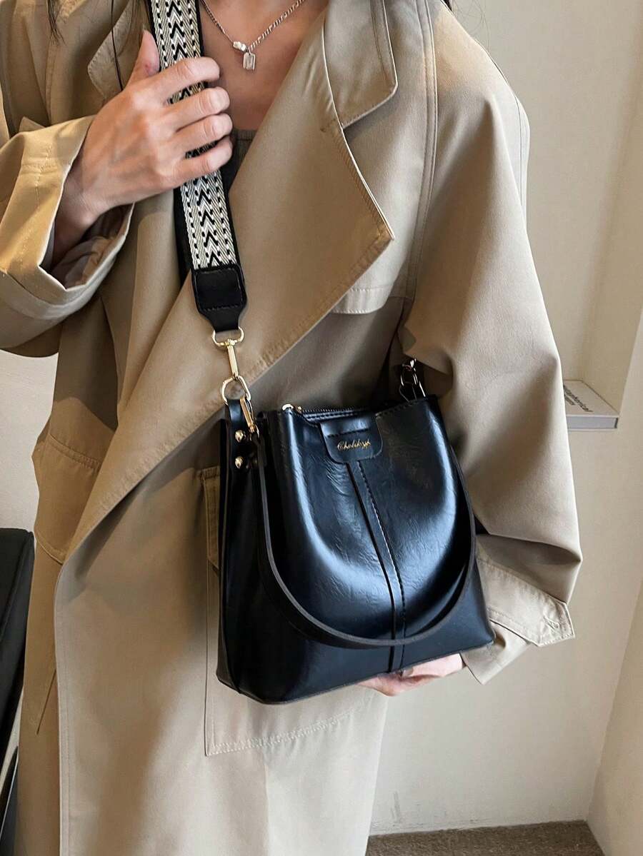Women's Mini Solid Color PU Leather Bucket Bag Retro Summer Shoulder Handbag Casual Fashion Tote Versatile Daily Travel Party Purse