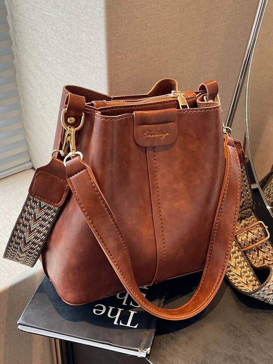 Women's Mini Solid Color PU Leather Bucket Bag Retro Summer Shoulder Handbag Casual Fashion Tote Versatile Daily Travel Party Purse
