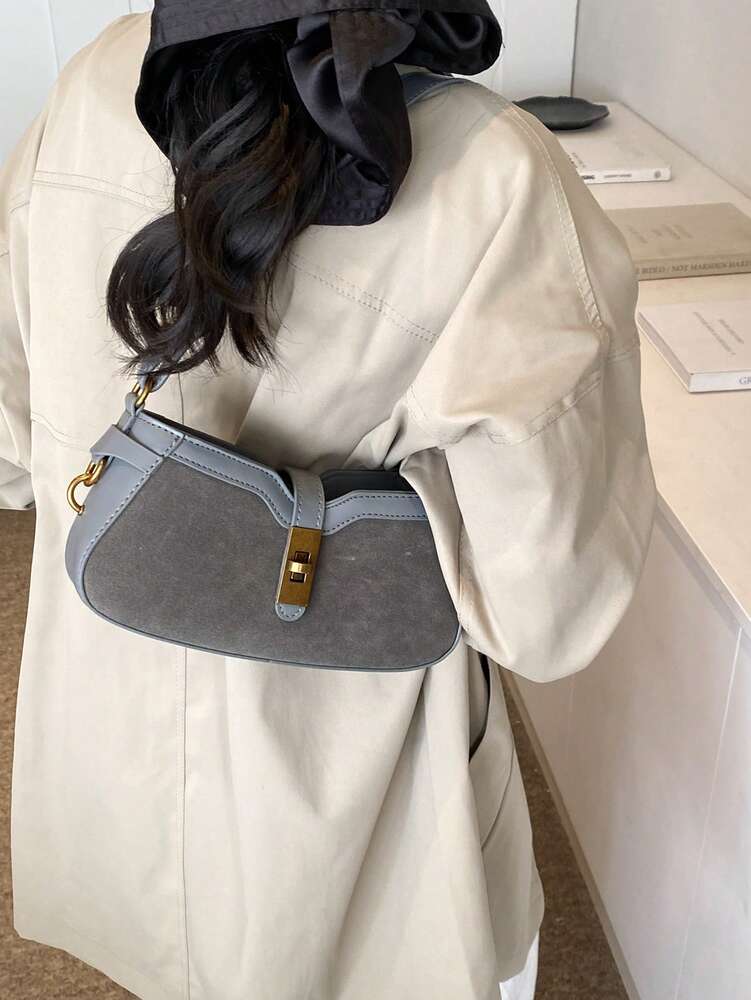 Women's Contrast Color Block Mini Handbag Fashion Shoulder Crossbody Underarm Bag Stylish Versatile Commuter Casual Purse Daily Outfit
