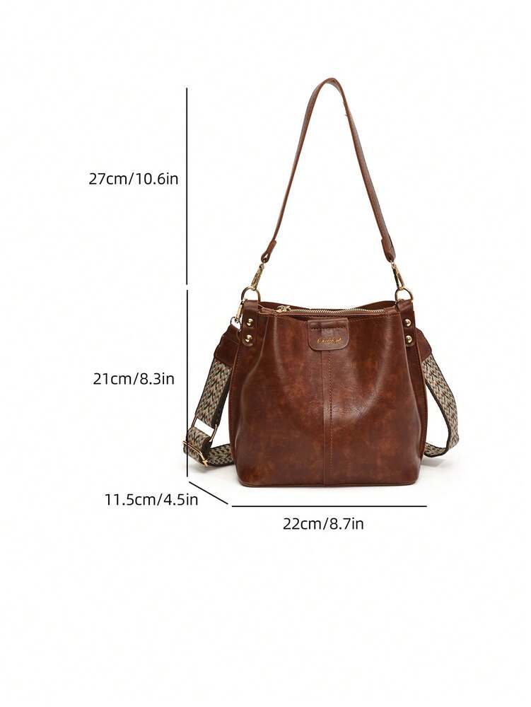 Women's Mini Solid Color PU Leather Bucket Bag Retro Summer Shoulder Handbag Casual Fashion Tote Versatile Daily Travel Party Purse