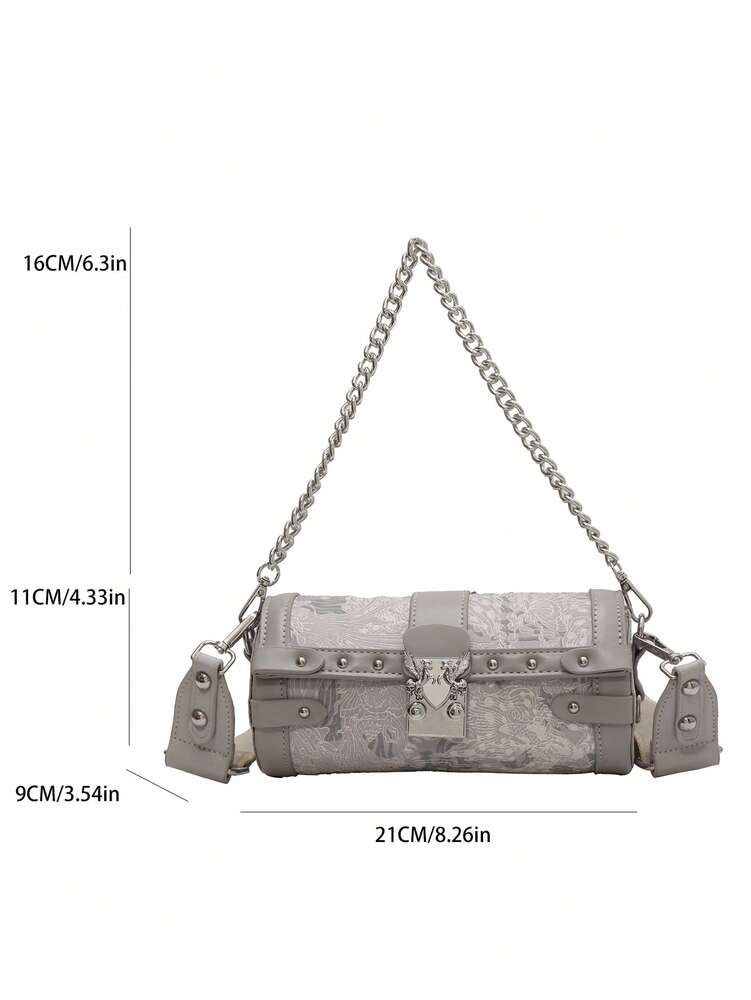 Small Square Shoulder Handbag With Chain Strap Casual Minimalist Crossbody Bag Smooth Zipper PU Leather Material Autumn Winter Purse