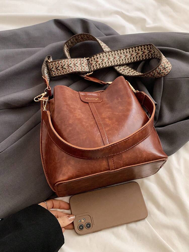 Women's Mini Solid Color PU Leather Bucket Bag Retro Summer Shoulder Handbag Casual Fashion Tote Versatile Daily Travel Party Purse