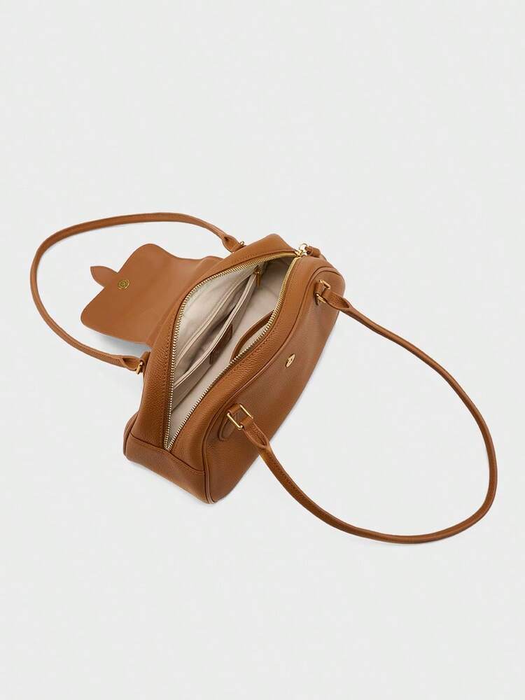 Women's Vintage Cowhide Shoulder Baguette Bag Single Underarm Purse Elegant Top Grain Leather Handbag Work Business Commute Dating Use