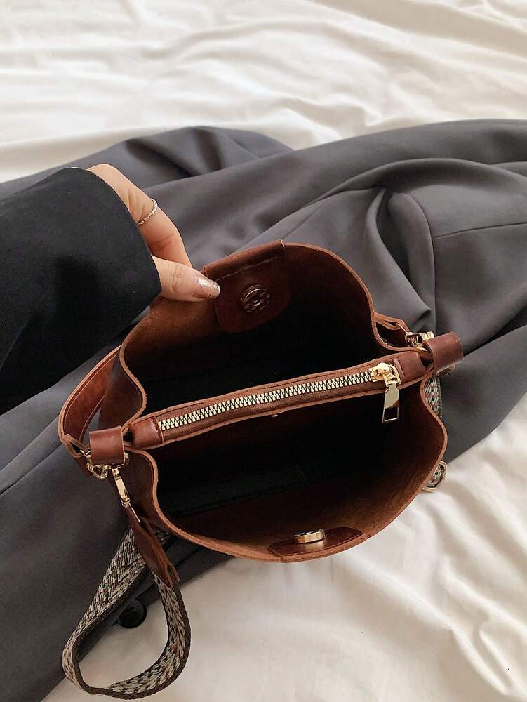 Women's Mini Solid Color PU Leather Bucket Bag Retro Summer Shoulder Handbag Casual Fashion Tote Versatile Daily Travel Party Purse
